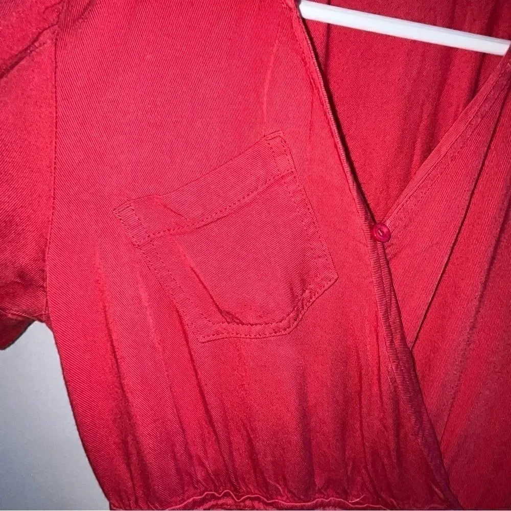 Habitual Coral Red Short Sleeve Wrap Dress